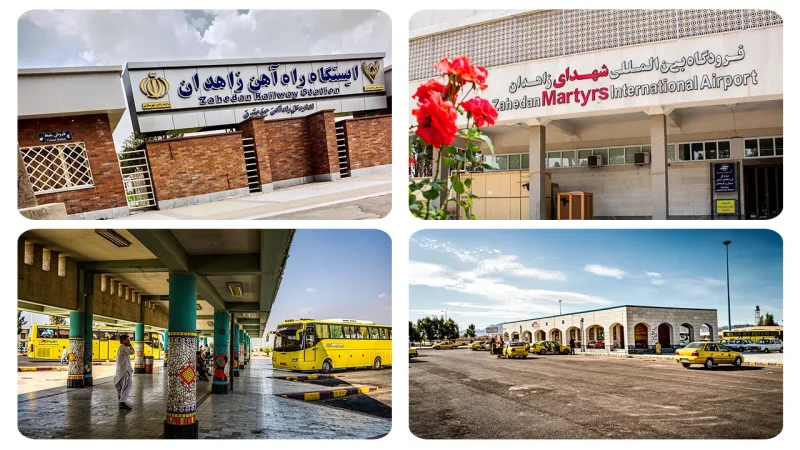 تصویر راه آهن، فرودگاه و ترمینال زاهدان