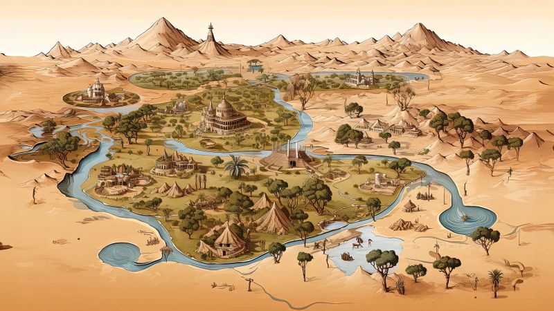 نمایی از نحوه استقرار ساخت و سازهای قدیمی