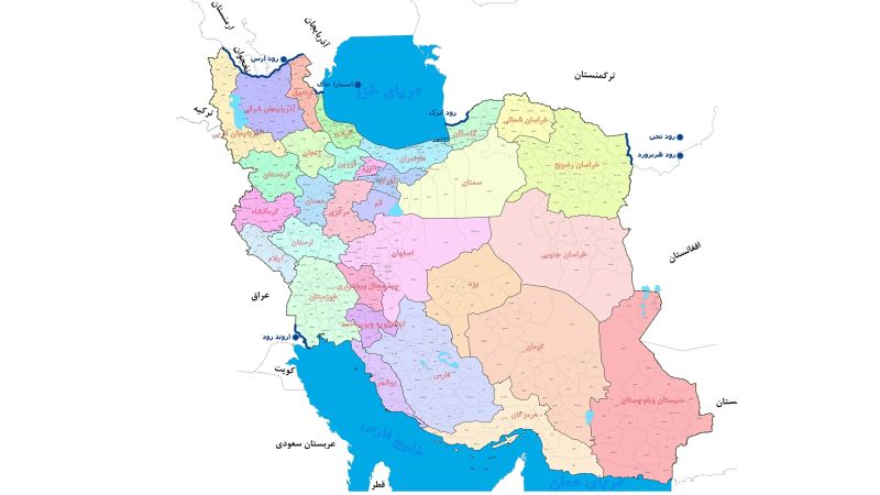 نقشه استان های ایران