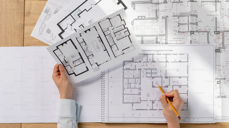 کارشناس رسمی معماری در حال کار کردن روی یک پروژه
